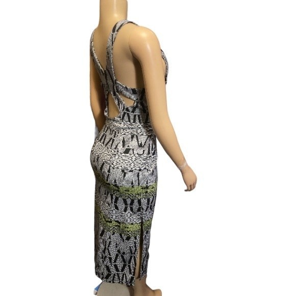 Silence & Noise Alice midi dress Ponte knit green black multicolor Print size L - Picture 14 of 15